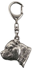 Staffordshire Bull Terrier, Staffie II - Porte-clés argenté avec chien, décorati