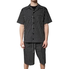 Dolce & Gabbana Pyjama Noir Blanc Rayures Coton Hommes Ensemble 40/US15.75 / M