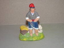 Santon Marcel Carbonel ancien 5-6 cm Pécheur assis crèche Provence 4 7