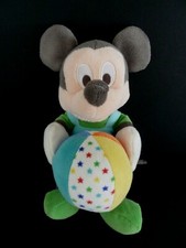 Z11 DOUDOU PELUCHE MICKEY DISNEY NICOTOY MUSICAL BALLE ETOILE VERT BLEU 25c TTBE