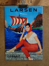 Tôle publicitaire d'époque Cognac Larsen /RSC127