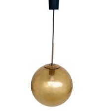 MAGNIFQUE LUSTRE SUSPENSION EN VERRE AMBRE BULLE LIMBURG  PEILL & PUTZLER 70's