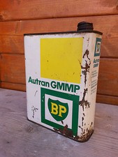 Ancien bidon d'huile BP autran, vide déco de garage vintage.