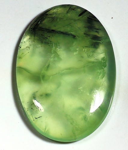 Cabochon ovale préhnite vert