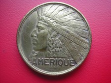 EXPOSITION COLONIALE PARIS 1931 MEDAILLE L'AMERIQUE PAR BAZOR