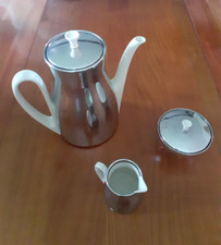 VINTAGE 50'S Fürstenberg CAFETIERE ISOLANTE PORCELAINE INOX SUCRIER POT A LAIT