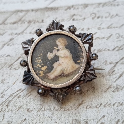 Broche miniature peinte - broche,