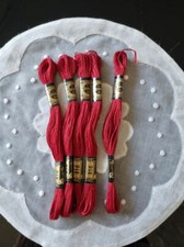 mercerie ancienne 5 échevettes coton à broder  mouliné rouge 816 point de croix