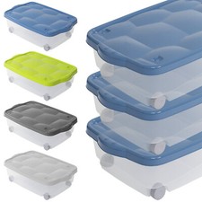 Conteneurs En Plastique Bas Boîtes De Rangement Multifonction Avec Roues 24 L