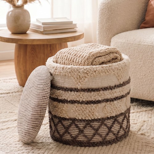 Tabouret pouf rangement en - pouf,