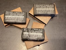 RARE US WW2 LOT OF 3 FIRST AID PACKET DRESSING BLACK ORIGINAL - MEDICAL DEPARTT 