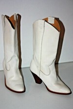 GARDIAN Mi Bottes Tout Cuir Blanc Doublées Cuir Talons T 38 TBE