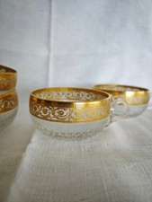 Tasse à anse Cristal Saint Louis serie Thistle 'Chardon' doré or 24 carats