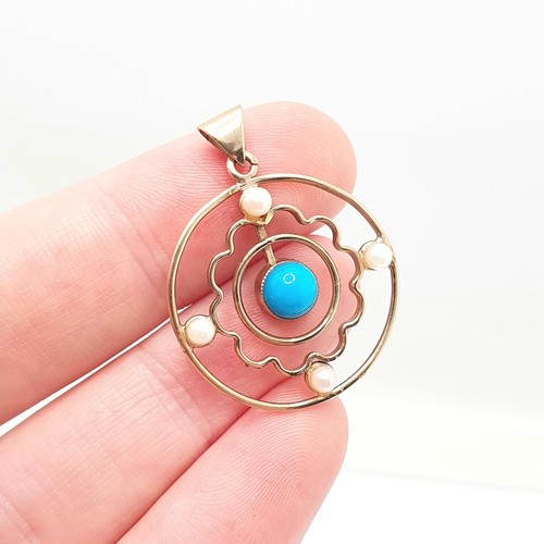 Antique turquoise 9ct gold - turquoise, 9k
