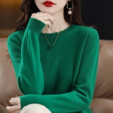 Femme Slim Pull Tricot Faux Cachemire Souple Col Rond Chaud Maillot de Corps