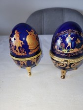 2 Œufs à bijoux en porcelaine porcelaine de Limoge - fermeture laiton