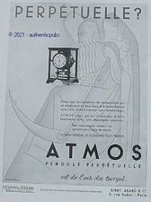PUBLICITE ATMOS PENDULE PERPETUELLE L'AIR DU TEMPS SIGNE HENCHOZ DE 1933 AD PUB