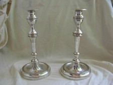PAIR OF ANTIQUE FRENCH SILVERPLATED BRONZE CANDLE HOLDERS,MIDDLE 19th CENTURY.