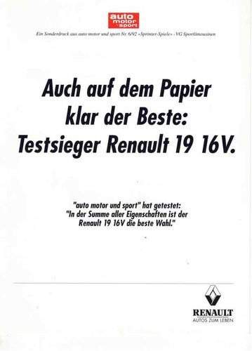 Catalogue brochure renault - renault, 19