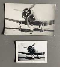 LOT 2 Photo ancienne Enfant Petite fille Avion à hélice Monoplan