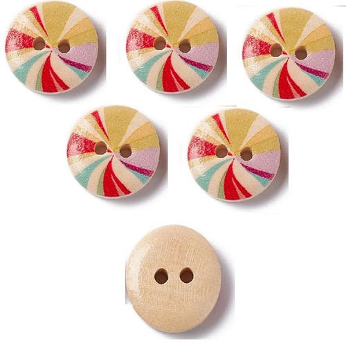 Lot boutons bois rond - bois, :