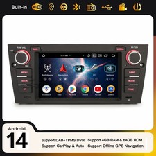 Android 14 DAB+ Autoradio Navi CarPlay 64Go USB Wifi BMW Serie 3 E90 E91 E92 E93
