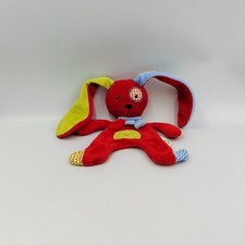 Doudou plat lapin rouge vert