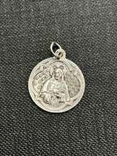 Ancien Médaille pendentif Religieuse Jésus Christ en argent massif