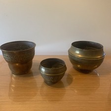 Lot De Trois Cache Pot En Laiton RefQ