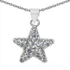 Pendentif Étoile Scintillant 925 Argent, Collier En Cristal, Chaîne Précieuse