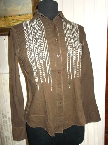 Chemisier 100 coton marron - chemisier, 100%