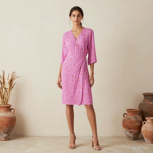 Boho romantique robe midi rose - romantique,