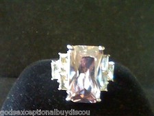 EMERALD CUT LAVENDER & WHITE