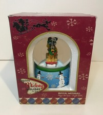 Disney Original Mickey Holiday Musical Waterball Snowglobe Plays "Jingle Bells"