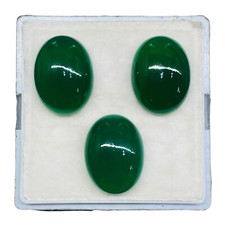 3 Pièces Vert Naturel Onyx 20x15mm Ovale Cabochon Ample non Traité Gemmes Lot