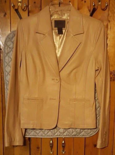 Tan leather lined - leather, blazer
