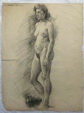 Portrait au fusain signé