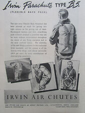 9/1946 PUB IRVING AIR CHUTE IRVIN BACK PARACHUTE TYPE B5 ORIGINAL AD