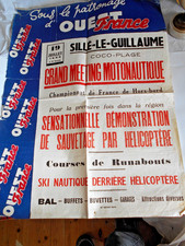 Vintage poster Speed boat racing helicopter 1959 Ouest france sille le guillaume