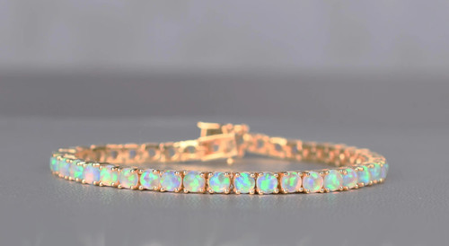 Bracelet tennis rond - , opale