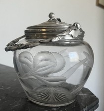 Magnifique Boîte A Biscuits En Cristal Gravé À La Roue De Baccarat Art nouveau