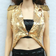 Femme Sequin Paillette Gilet