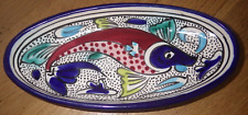Ancien petit plat en faïence décor poisson - Poterie SLAMA - Tunisie