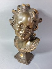 Sculpture statue buste ancien bronze enfant souriant 28cm signé BOUIGE ?