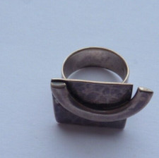 bague en argent martelé à