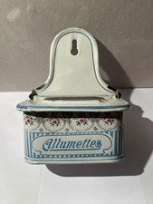 Boite Allumett￼es Emaillee ancienne Décor Fleurs Rose B.B No Japy  Sel Cafetière