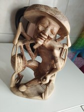 Ancienne Sculpture En Bois  Le porteur d' eau