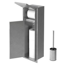 Module d'armoire encastré pour brosse WC porte-papier fermé 200x600mm acier inox