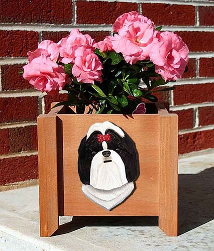 Pot fleurs shih tzu noir - de,