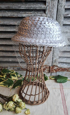 ANCIEN  CHAPEAU BIBI VINTAGE BLANC RAPHIA AVEC VOILETTE
